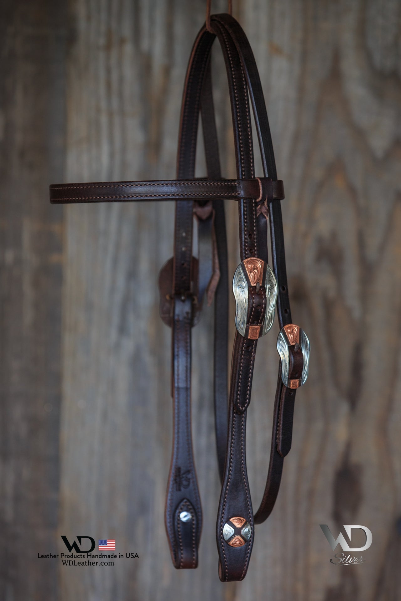 Dark Chocolate Browband Headstall with our custom Eldorado Buckles & Conchos