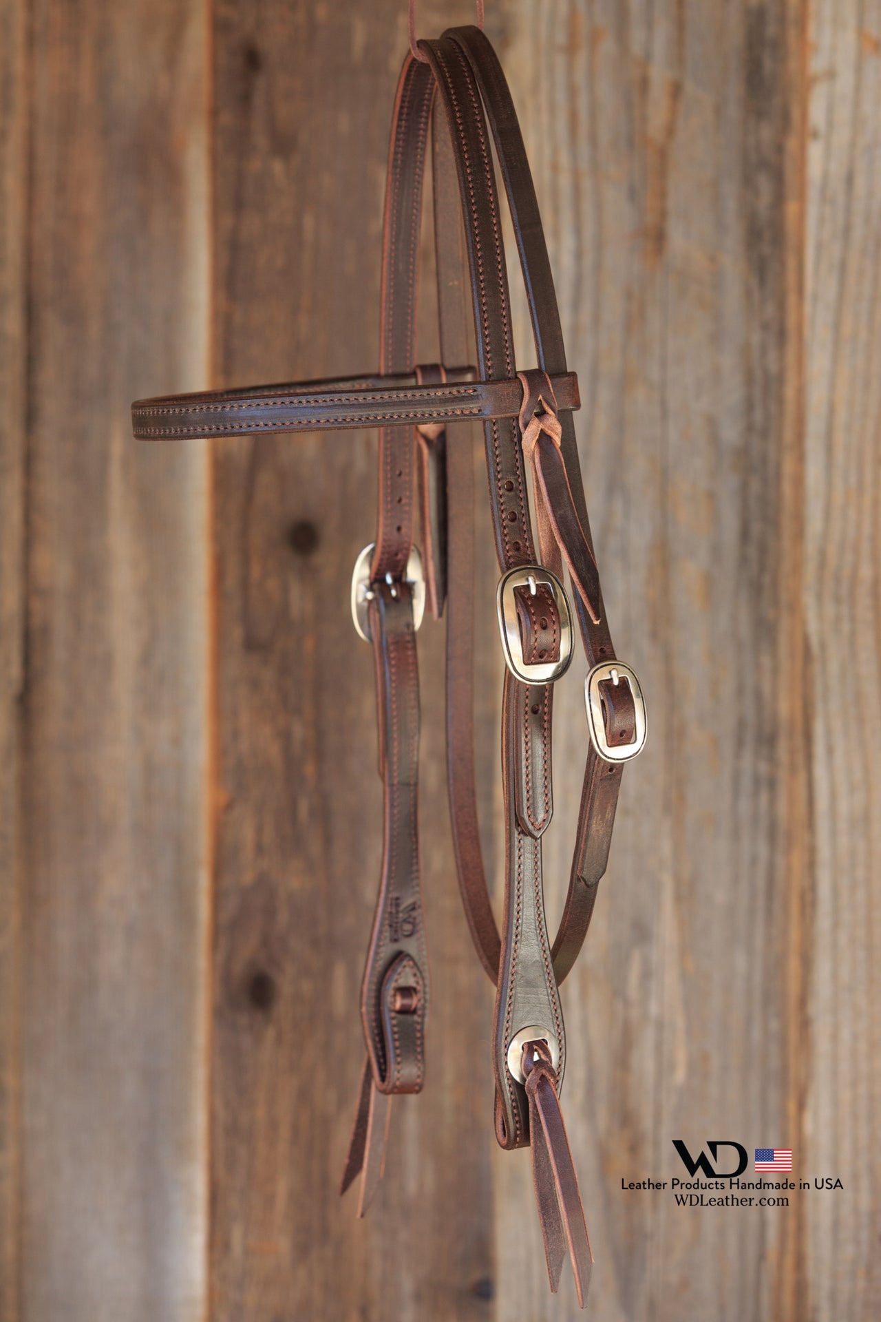 Dark Chocolate Browband Headstall 5/8" with JW Watt Buckles and Slotted Conchos