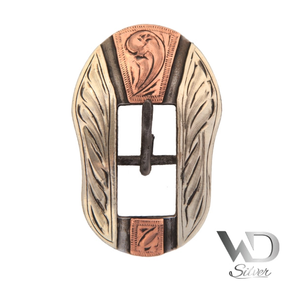 #3 Buckle Blue Gun Antiqued Iron with Nickel & Copper Engraving