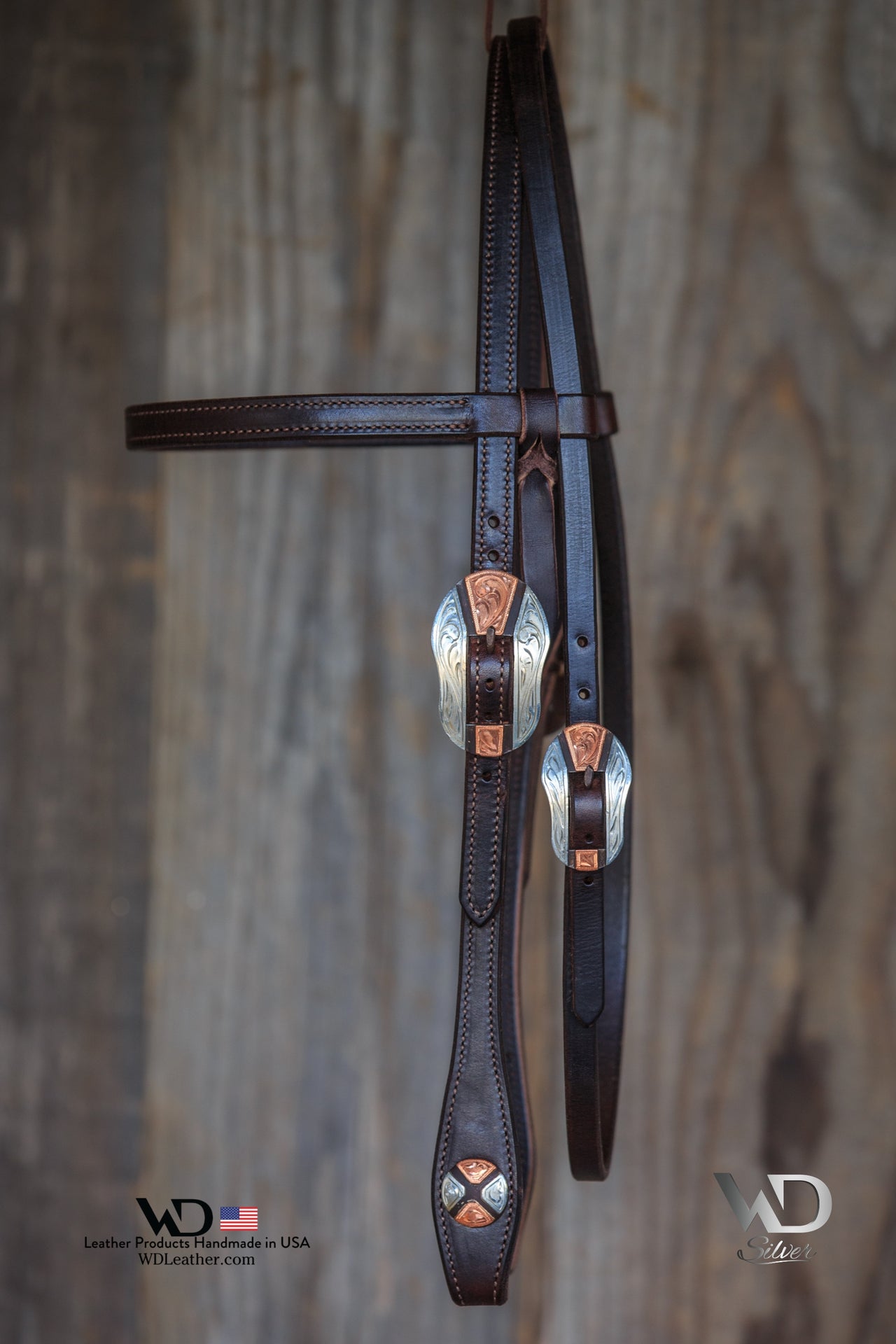 Dark Chocolate Browband Headstall with our custom Eldorado Buckles & Conchos