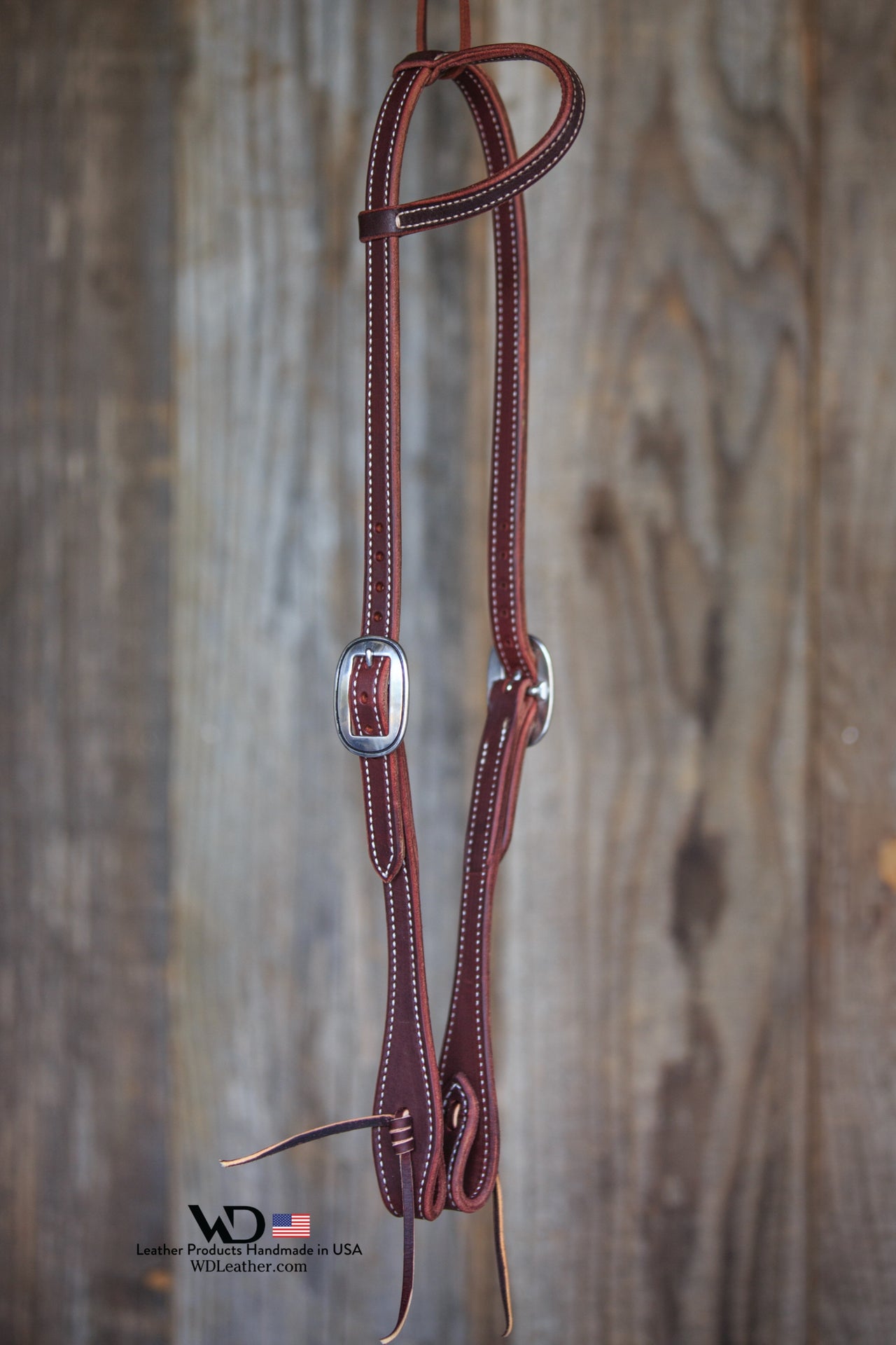 Latigo One Ear Headstall with JW Watt Buckles and Tie Ends