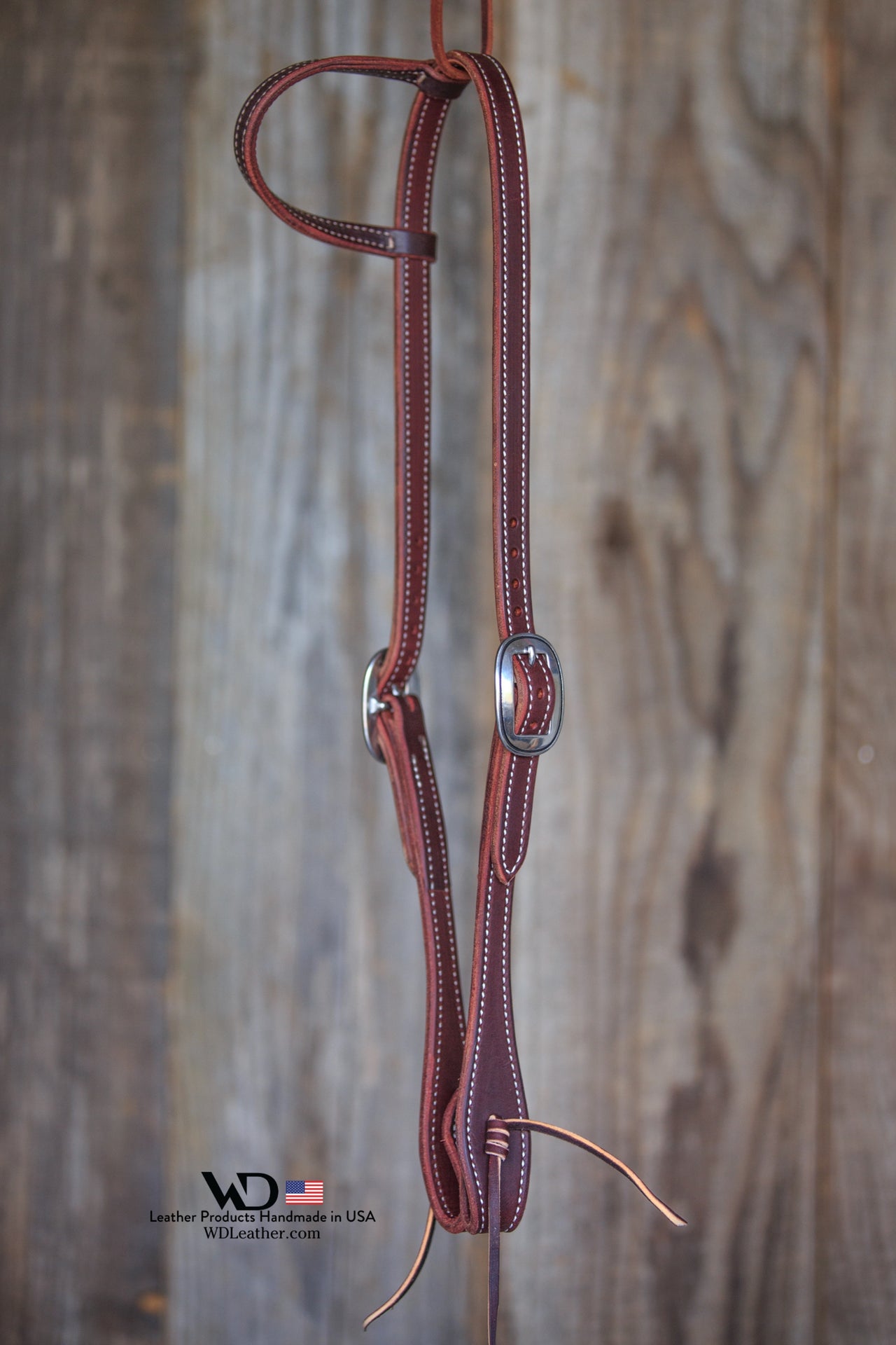 Latigo One Ear Headstall with JW Watt Buckles and Tie Ends